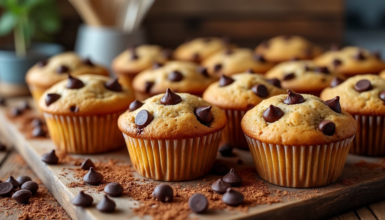 Découvrez la recette de savoureux muffins protéinés agrémentés de pépites de chocolat