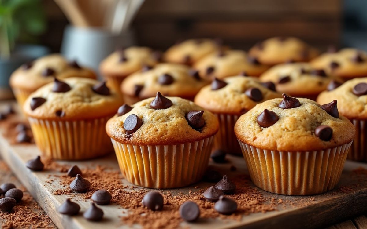 Découvrez la recette de savoureux muffins protéinés agrémentés de pépites de chocolat